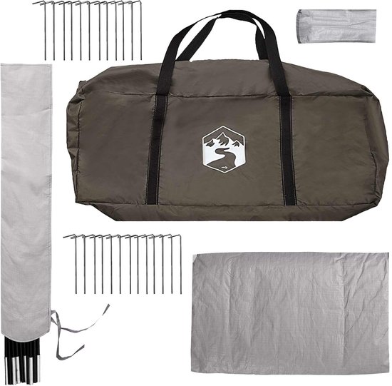 vidaXL - Tipi - Tent - Bruin - Grijs - 800 - x - 800 - x - 430 - cm - Polyester - en - Staal van Vidaxl — afbeelding 5