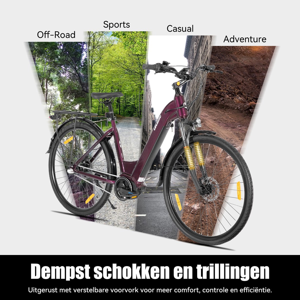 HILAND Overstreet E-Bike Dames - 28 inch - Hydraulische Schijfremmen - 3 Speed Naafversnelling - 250W - 10.4Ah Accu - Lage Instap thumbnail 8