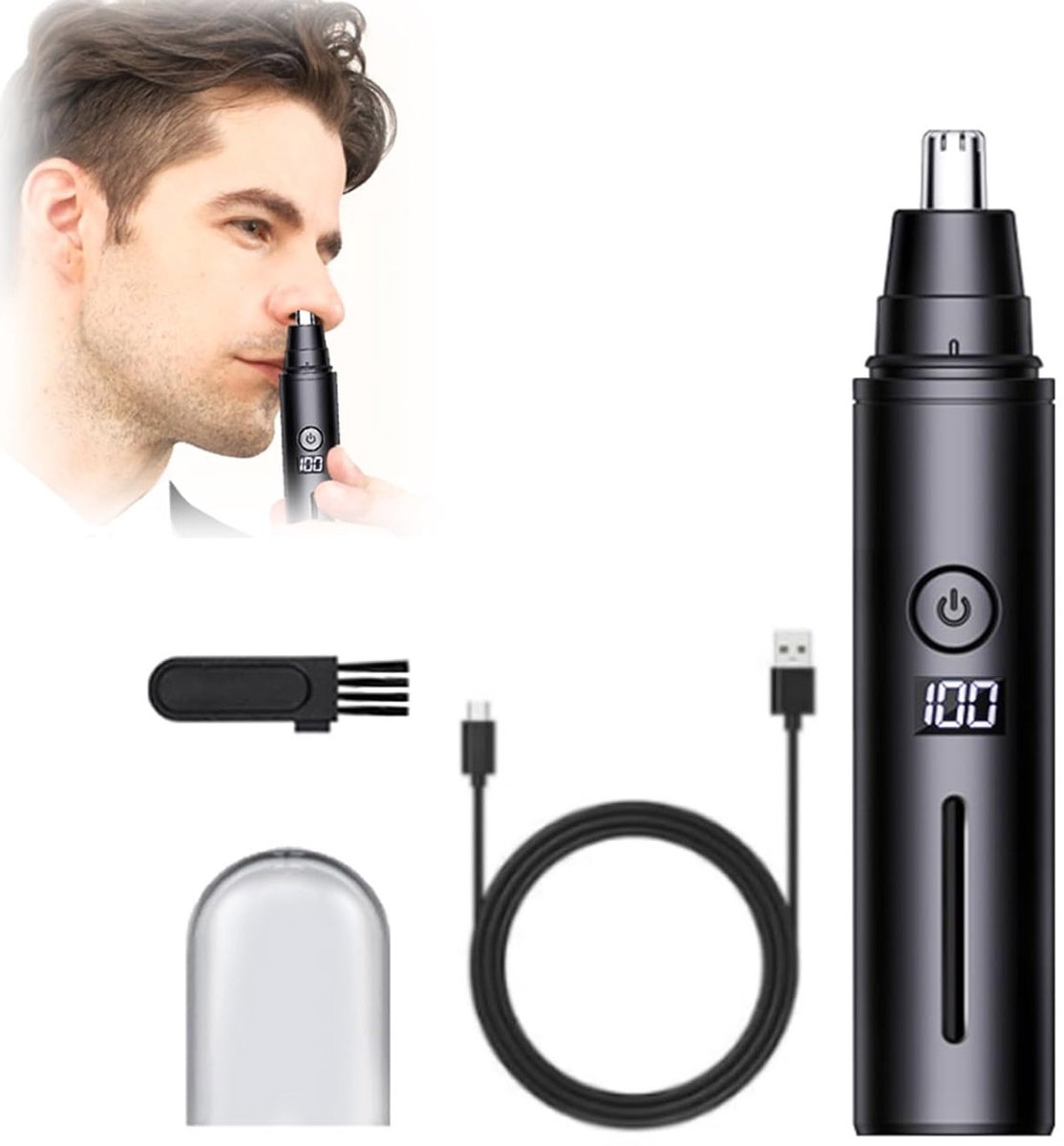 Neustrimmer - 150mah - Waterdicht - Oor- & Neushaartrimmer - Neushaartrimmer - Oortrimmer - Baardtrimmer - Wenkbrauw Trimmer - Neushaartrimmers Heren - Led-Scherm - Afspoelbaar - USB Oplaadbaar - Voor Neus En Oorhaar - Voor Mannen en Vrouwen