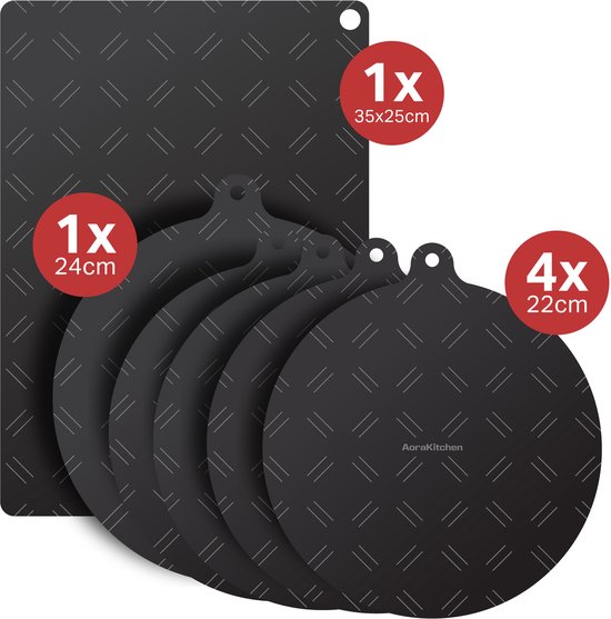AoraKitchen Inductie Beschermer - 6 Stuks - tot 280 °C - Onderzetters Pannen - Kookplaat Beschermer - Pannenbeschermer