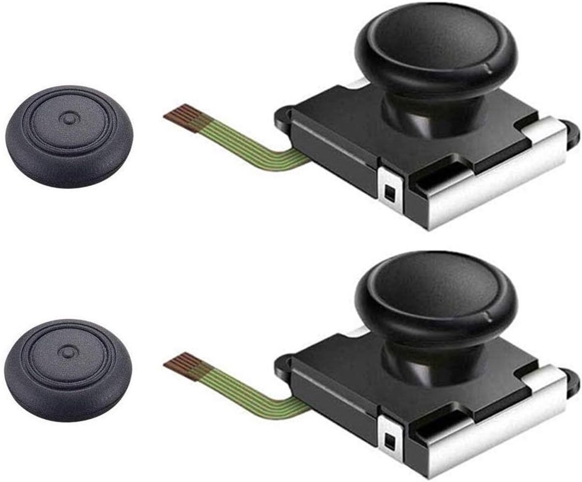 Drie analoge thumbsticks voor Nintendo Switch, vervangende joystick voor links en rechts, 3D controller met caps, 2 stuks