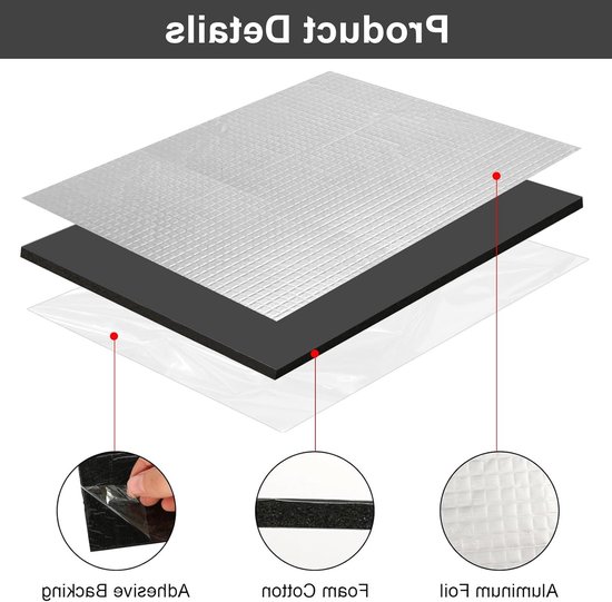 12 Stuks Geluidsisolatie Mat voor Auto - Zelfklevende Aluminium Butyl Mat, Waterdicht en Duurzaam 250 x 180 x 5mm — afbeelding 2