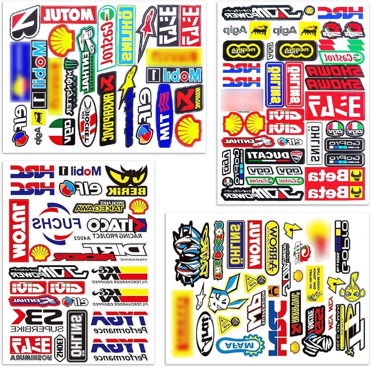 4-delige stickerset voor motorfietsen, coole helmstickers, hoogwaardige decals voor skateboards en auto's