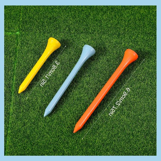 100 Stuks Houten Golftees van Bamboe, 70 mm en 38 mm, Professionele Golfaccessoires voor Training en Spelers in Meerdere Kleuren — afbeelding 2