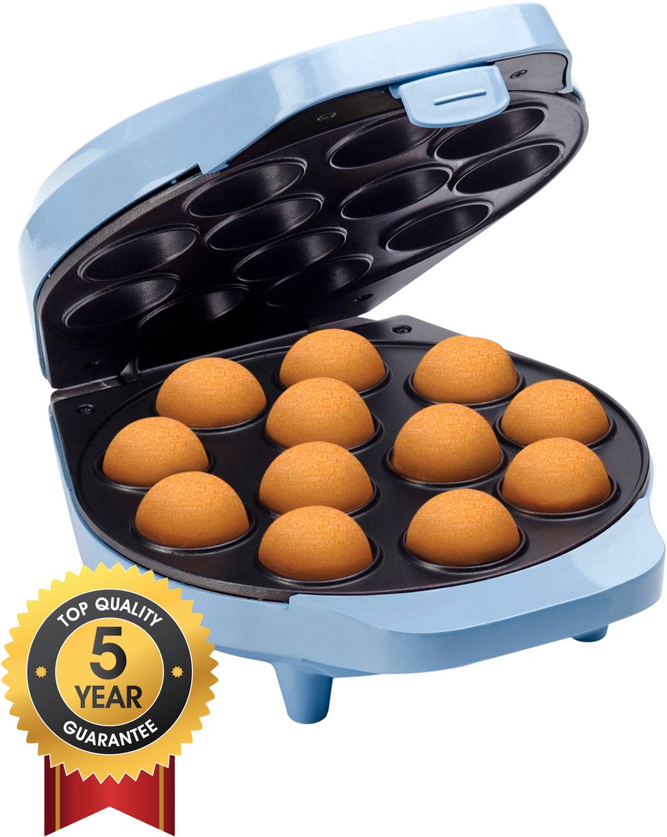 Bol.com Bestron Cake pop maker - DCPM12B - 700W - 12 cake pops - Incl. 12 stokjes & vorkjes - Blauw - 5 jaar garantie aanbieding