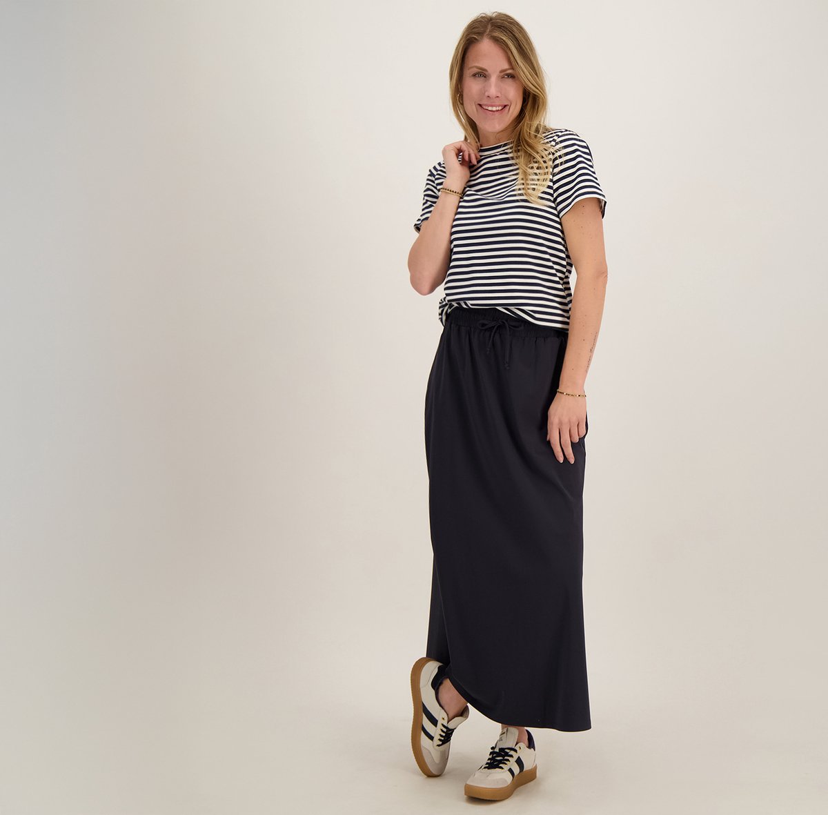 Je m'appelle Travelstof Dames Rok Met stretch - Blauw - Maat L