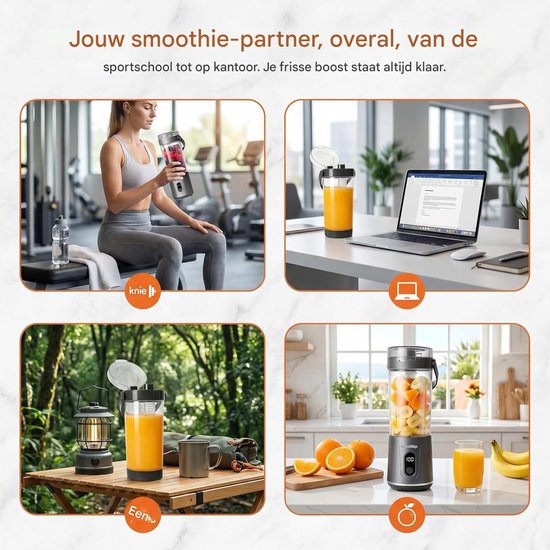 longziming - Draagbare Blender - USB Oplaadbare Smoothie Maker - Draadloze Blender Beker - BPA-vrij - 600ml - Compact En Lichtgewicht Ontwerp - Ideaal Voor Onderweg - 1 Stuks van longziming — afbeelding 3