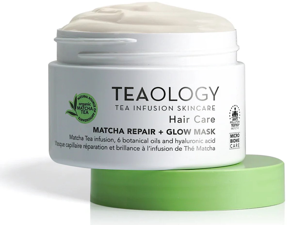 Teaology Matcha Repair + Glow Haarmasker - Herstellend Haarmasker voor Droog en Beschadigd Haar - Met Matcha & Hyaluronzuur - 200 ml