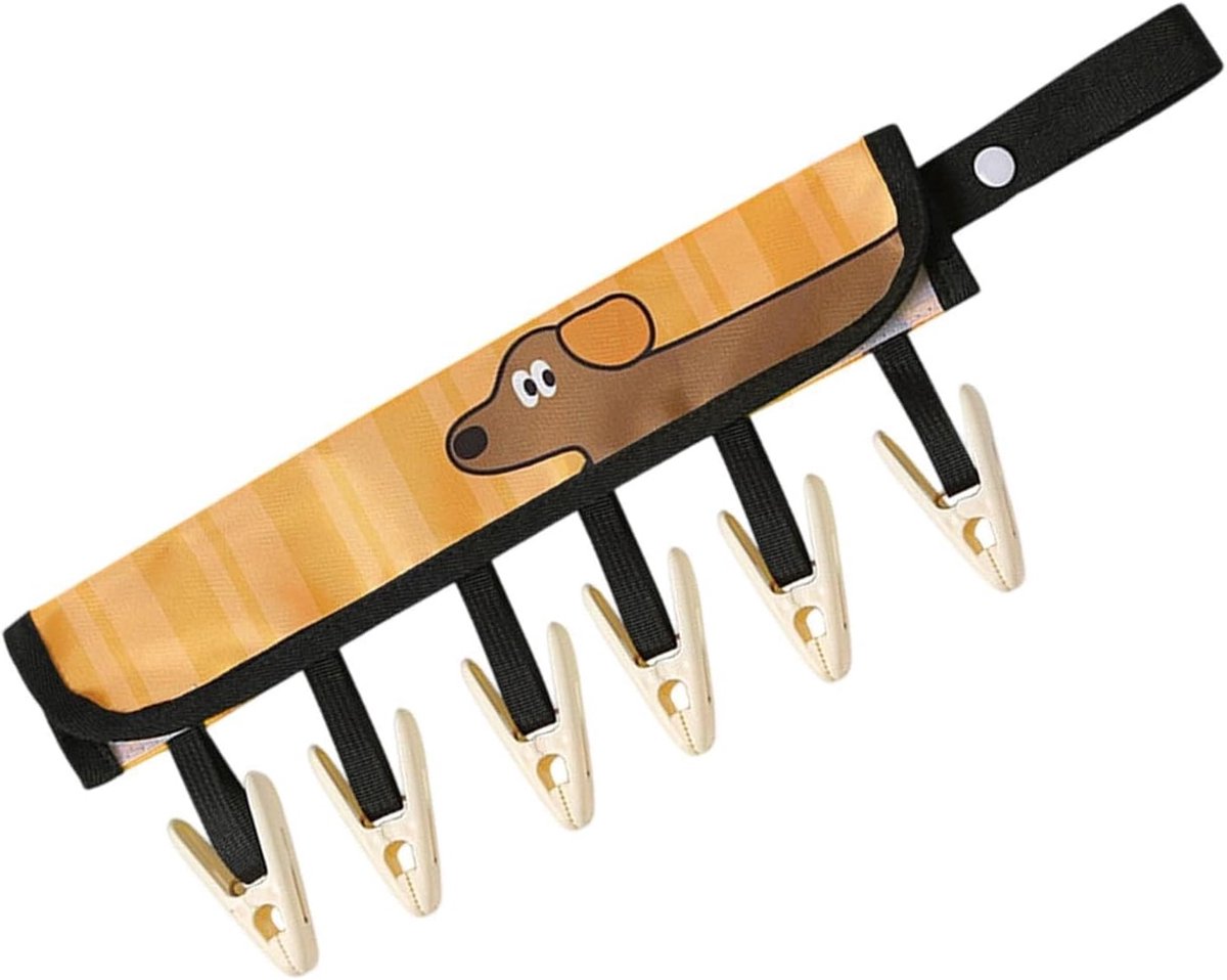 Reisvouwhanger - Opvouwbare hanger - Kleding drogen - Zes stevige clips - 8 cm breed - Bruin