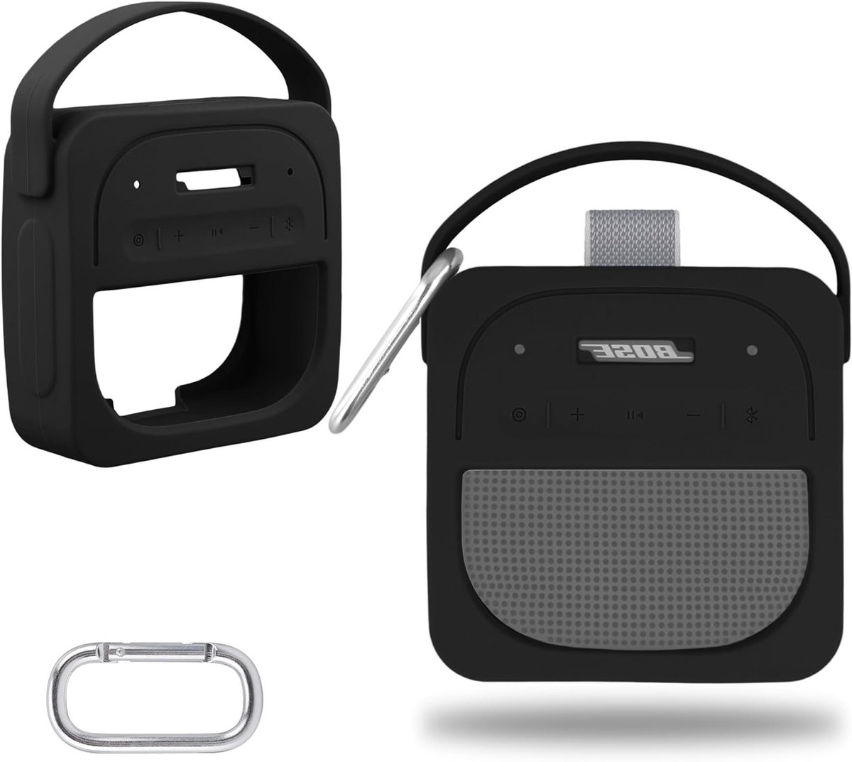 Draagbare Ultralichte Silicone Beschermhoes voor Bose SoundLink Micro 2 Gen Speaker met Carabiner en Schouderband, Ideaal voor Reizen en Outdoor Gebruik