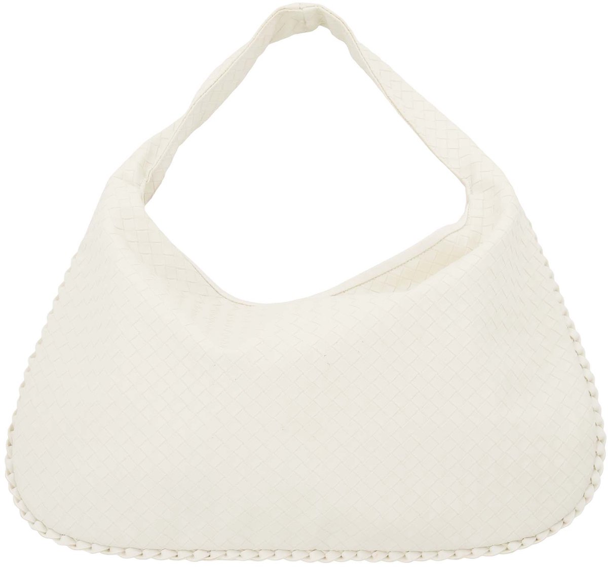 Zusss Grote Gevlochten Tas 100% PU Leer Off White