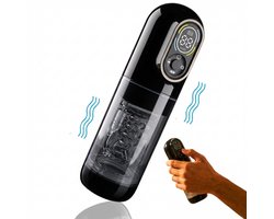 Toys Hub® Automatische Masturbator MAX met Strap – E-book – LED scherm – Water Massage – Pocket Pussy – Blowjob Simulator – Elektrisch – Sex Toys voor Mannen Zelf Aftrekken – Zwart