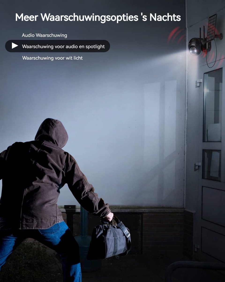 ieGeek 5MP Beveiligingscamera Braadloos Buiten - Zonne Energie Kamera - Draadloos Wifi - 360° PTZ - Werkt op Batterijen - Tschijnwerper en Sirene - Bewegingsdetectie - Kleuren-Nachtzicht - 2-Weg Audio - IP65 - Werkt met Alexa – foto 4