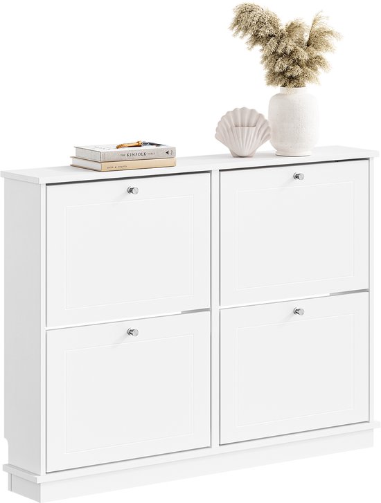 SoBuy Schoenenkast smal 18 cm - Schoenenrek maat EU 47 - voor ingangen, gangen en kleine woningen - Wit, 105×18×78 cm FSR216-W