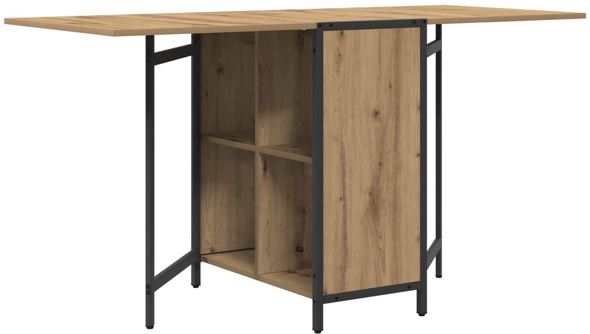 vidaXL Eettafel - 144 - x - 60 - x - 75 - cm - Bewerkt - hout - Artisanaal - eiken Artisanaal eiken