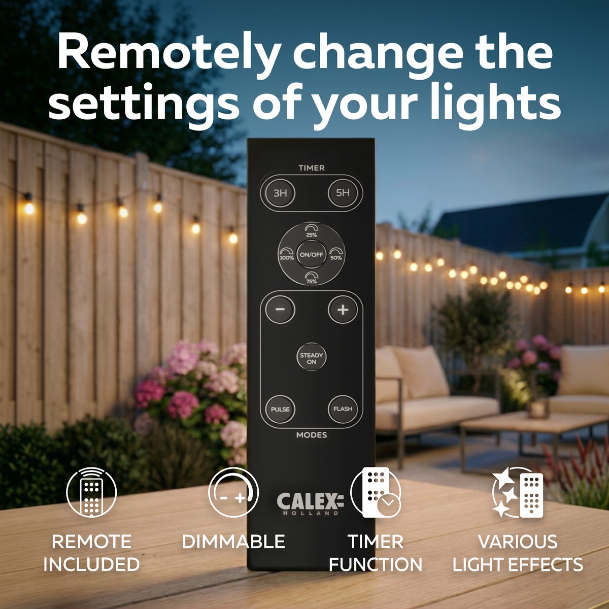 Calex Vista Solar Lichtsnoer voor buiten 10 meter - LED Lichtslinger met 20 lampjes - Warm Wit Licht - Zonne-energie Tuinverlichting - Sfeerverlichting voor de kerstdagen – foto 4