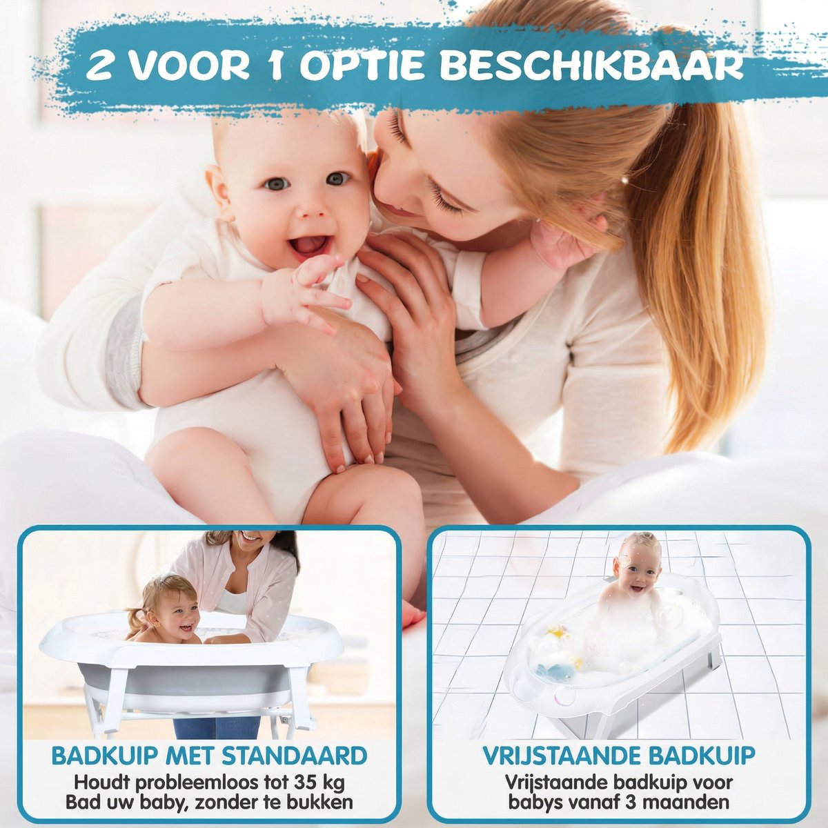 Opvouwbare Babybadkuip met IJzeren Standaard 66x61x82 cm – Ergonomisch op Staande Hoogte Geen Gebukt Staan Meer – Inklapbaar tot 17 cm – Inclusief Afvoerslang & Waterstop – Draagvermogen 35 kg – Voor Pasgeborenen & Baby s – TPR Bad – Grijs thumbnail 6