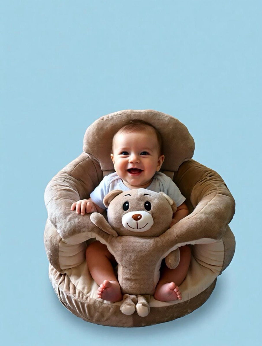 Teddy Cozy Seat Kinderfauteuil - Kinderstoel - Beige - Afneembare Hoes - Beengaatjes - Rugondersteuning