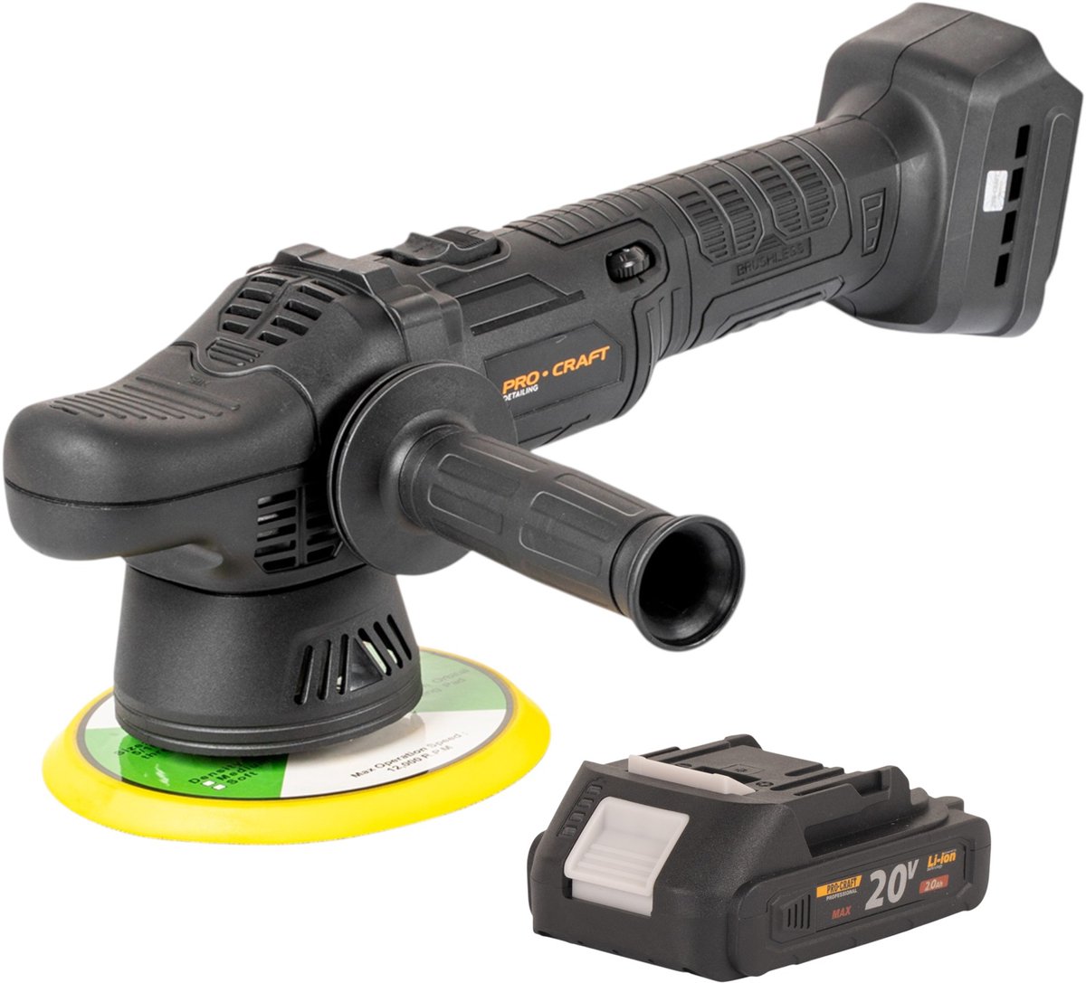 Procraft PM20bb accupolijstmachine 20 V 150 mm + 1x accu 2,0 Ah - zonder oplader