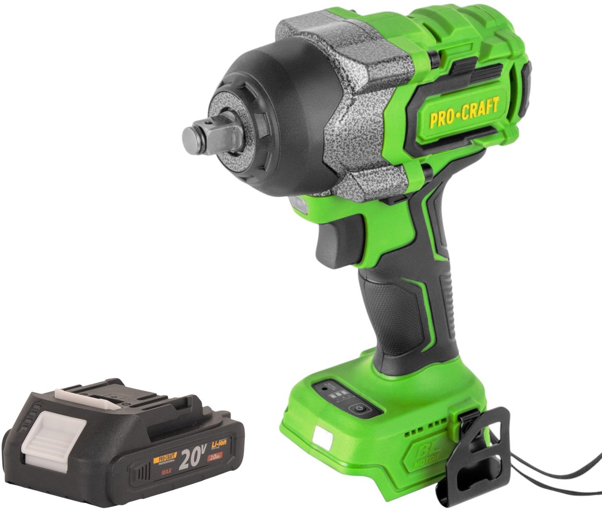 Procraft PWA36bb accu-slagmoersleutel 20 V 850 Nm 1/2" borstelloos + 1x accu 2,0 Ah - zonder oplader