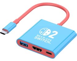 Docking station geschikt voor Nintendo Switch 2/ Switch/ Switch OLED – Rood/blauw