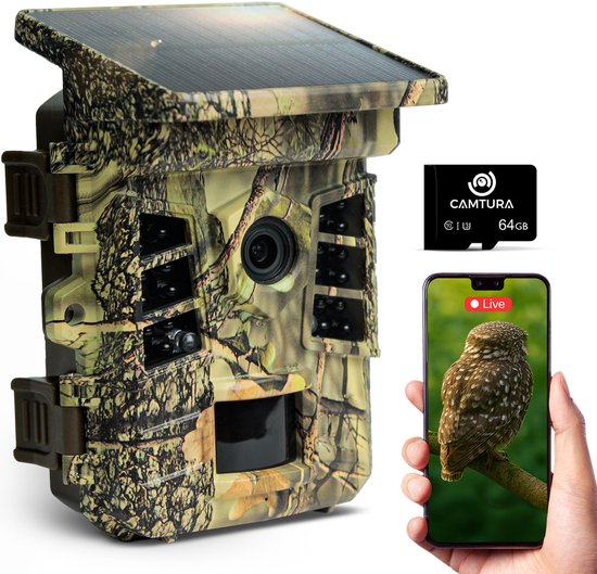 Camtura® wildcamera – zonnepaneel – nachtzicht – wifi – 4K 60MP