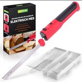 NutriChef Elektrische Mes - In/uit Veiligheidsfunctie -Lichtgewicht met Geprofileerd Handvat - Rood