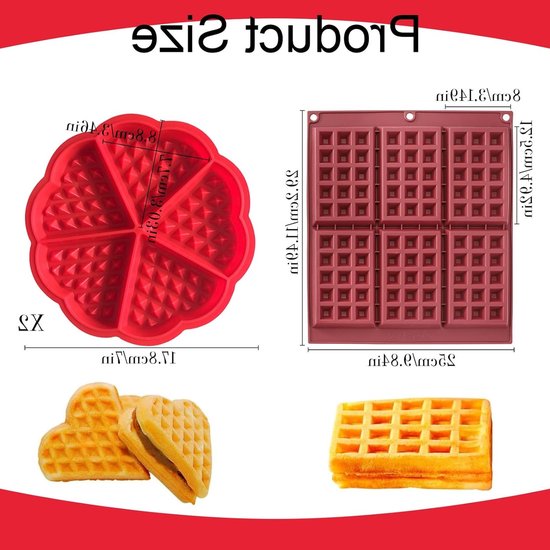 Siliconen Wafelvormen voor Hartvormige en Vierkante Taarten en Koekjes met Goede Antiaanbaklaag van Merkloos — afbeelding 5