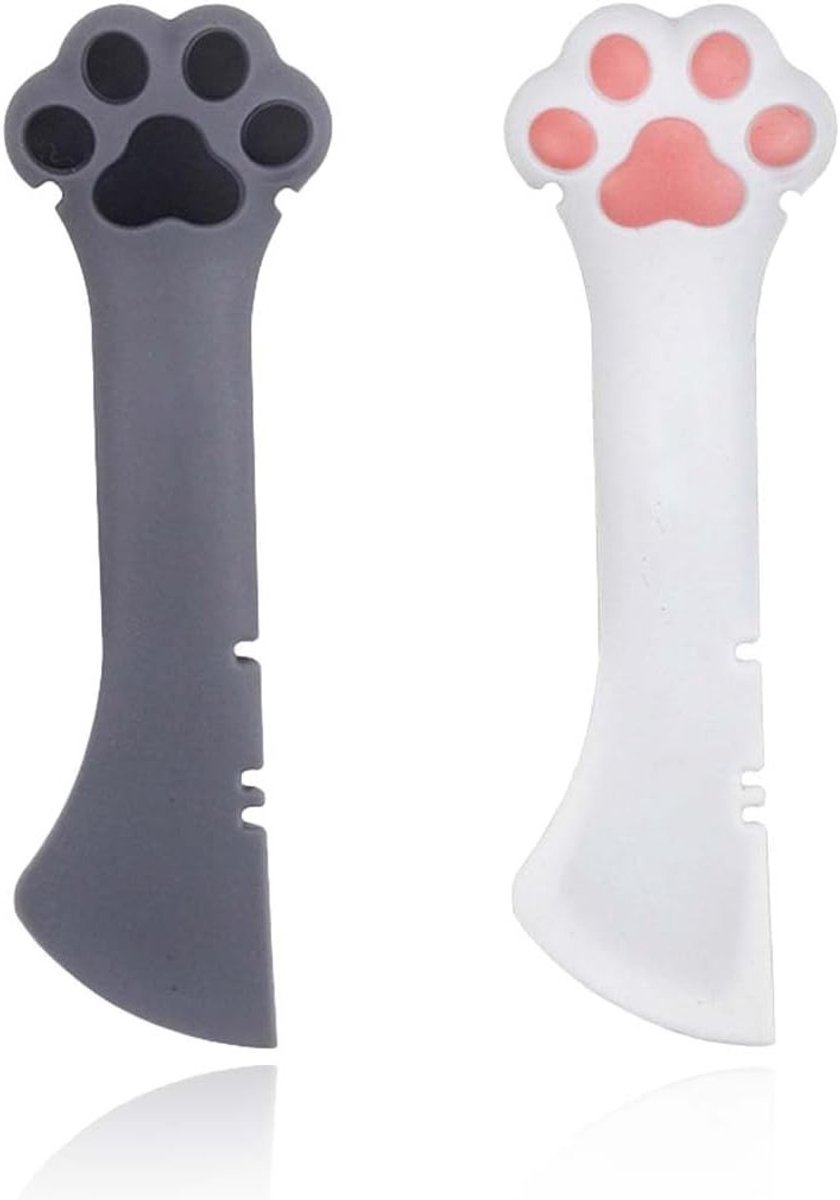 Multifunctionele Kat Lepel voor Huisdieren - 2 Stuks, Ideaal voor Kattenvoer en Kleine Potjes met Poot Ontwerp