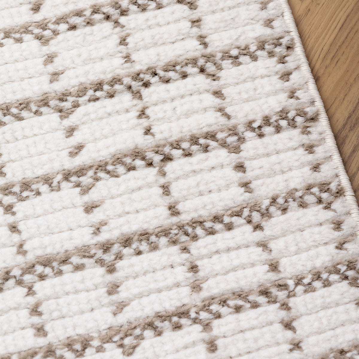 Premium Natural Look Vloerkleed – Raster Crème-Beige - 200cm x 280cm