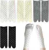 4 paar - Tabi Sokken Set - Teensokken - Teen Sok Dames - Big Toe Sock - Sokken met stippen - sokken dames - japanse sokken - Teen sokken - Slipper sokken - Teenslipper sokken - katoenen sokken met twee tenen - damesstringsokken - Maat: 35/40