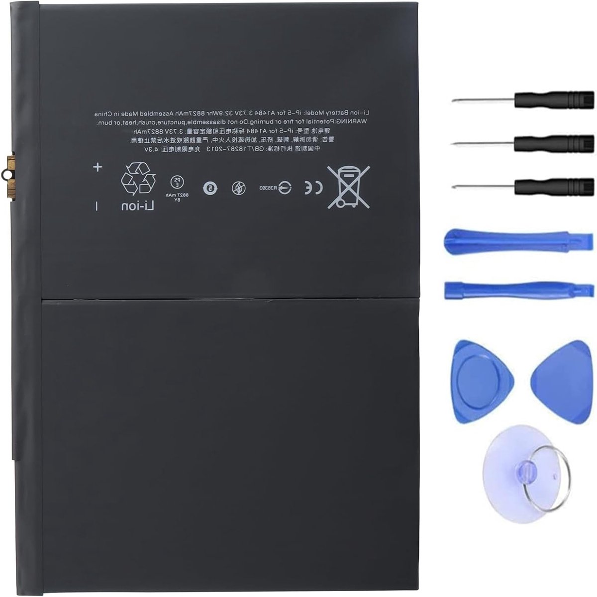 Vervangende batterij voor iPad 5e, 6e, 7e en 8e generatie - Compatibel met A1474, A1475, A1476, A1822, A1823, A1893, A1954, A2197, A2198, A2200, A2270, A2428 - Lange levensduur en hoge capaciteit