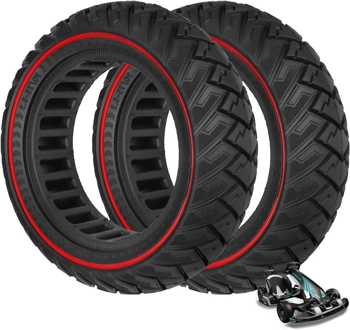 Vervangende 70/75-6.5 Solid Banden voor Gokart - Duurzame Rubberbanden, Lekvrij en Antislip, Set van 2