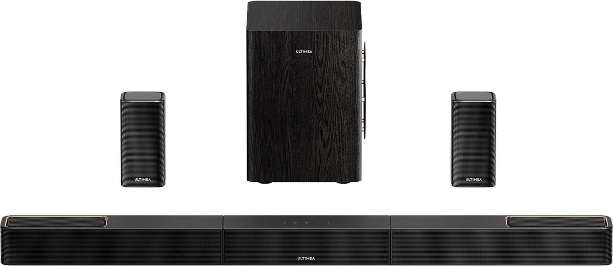 ULTIMEA 5.1.2 Draadloos Surround Sound-systeem voor tv, Dolby Atmos, soundbar met draadloze subwoofer, Skywave Series