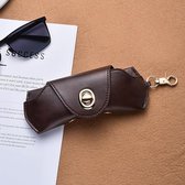 Vintage Leren Zonnebrilhoes - Draagbare Beschermhoes Tegen Krassen En Stoten - Voor Bril - Zonnebril En Leesbril - Unisex Donkerbruin - Past In Handtas - Rugzak Of Jaszak - Ideaal Voor Reizen En Dagelijks Gebruik - Afmeting 17x7 Cm