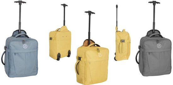 Handige compacte trolley - Under Seat trolley- Trolley handbagage-Past onder een vliegtuigstoel-40x20x25 cm. Voorzien van 5 vakken! Slechts 500 gram. Goudgeel