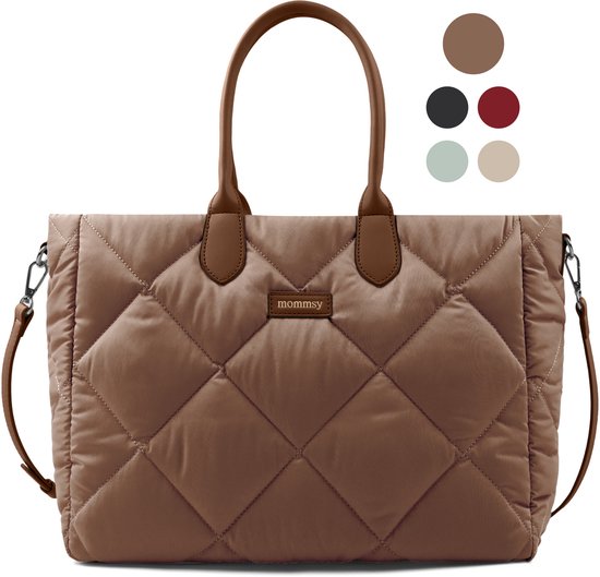 Mommsy Luiertas – Verzorgingstas – Thermo Vak – Gewatteerde Puffer Stof – Extra Ruim – Waterafstotend – Organizer – Lichtgewicht – Bruin