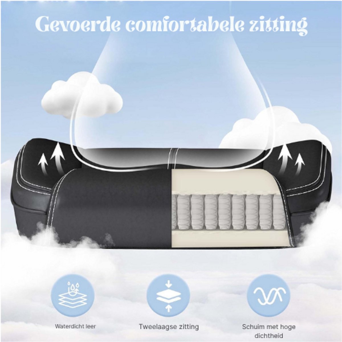 ANYGOD Ergonomische Directeursstoel Van Kunstleer - In Hoogte Verstelbare Bureaustoel - Opklapbare Armleuningen - 360° Draaistoel - Belastbaar Tot 136 Kg - Comfortabele Stoel Voor Thuiswerken En Kantoor - Zwart thumbnail 2