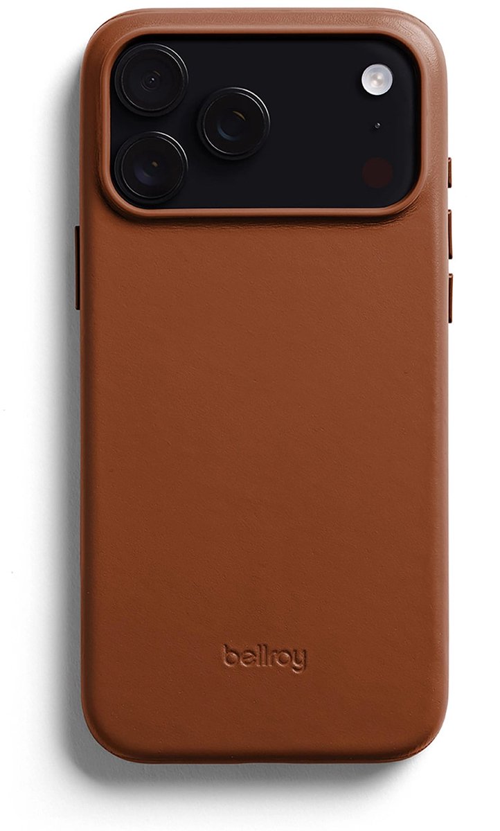 Bellroy hoesje iPhone 17 Pro Max – Compatibel met MagSafe – Hybride constructie met leer en polymeer – Verhoogde camera-rand voor extra bescherming - Oranje