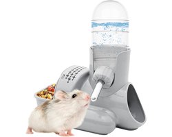 Gsedaox - Hamster Drinkfles -120 ml- Anti-Druppel Waterdispenser voor Konijnen, Cavia's & Chinchilla's-Grijs