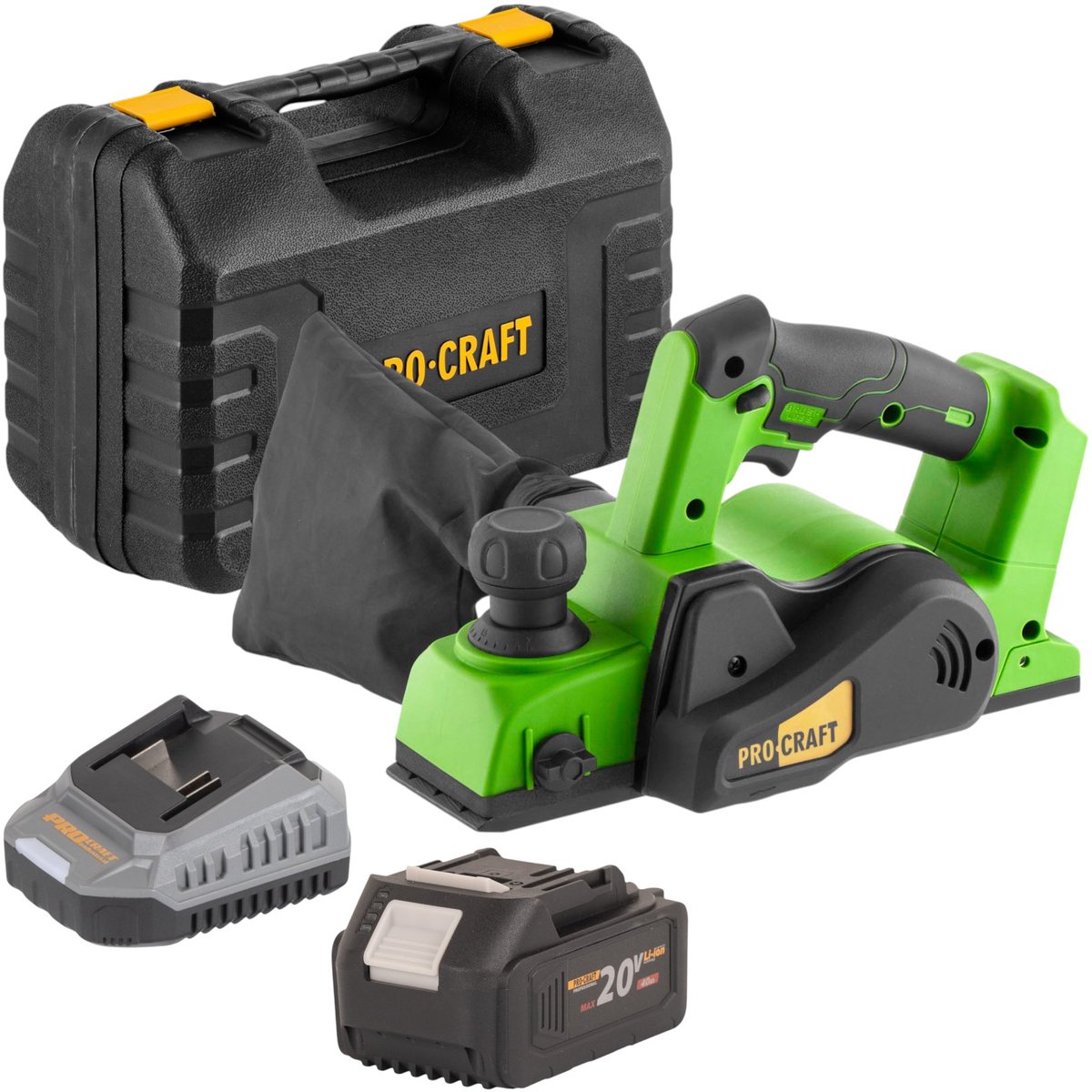 Procraft PE20BLbb accu-schaaf 20 V 82 mm borstelloos + 1x accu 4,0 Ah + oplader + koffer