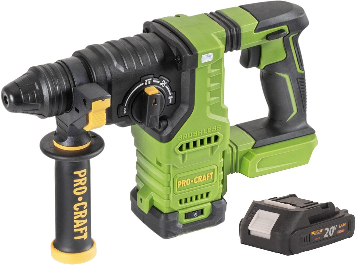 Procraft PHA30bb accu-boorhamer 20 V 2,8 J SDS plus Brushless + 1x accu 2,0 Ah - zonder oplader