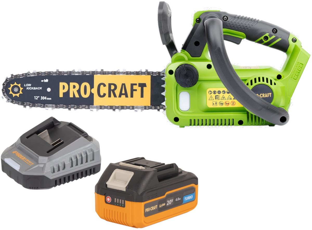 Procraft PKA42Libb accu kettingzaag 20 V 304 mm borstelloos + 1x accu 4,0 Ah + oplader