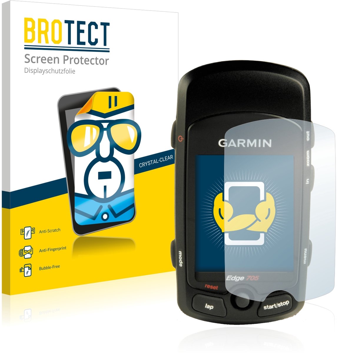 BROTECT - Screenprotector voor Garmin Edge 705 - Folie Beschermfolie transparant 2 Stuks