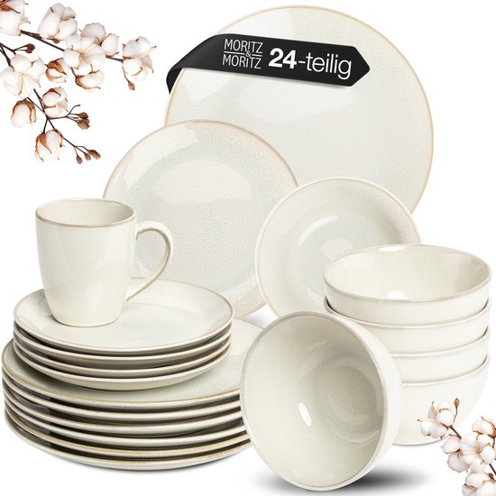 Moritz & Moritz SENSE Ensemble de vaisselle 24 pièces pour 6 personnes Beige
