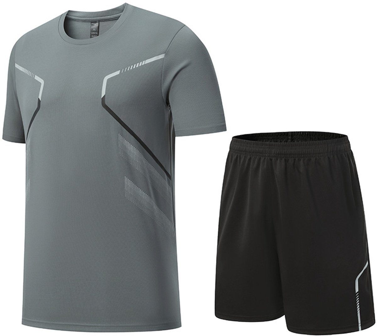 YOUTHUP Heren Ruimvallende Sneldrogende Sportset - Rond Hals T-shirt met Korte Broek - S