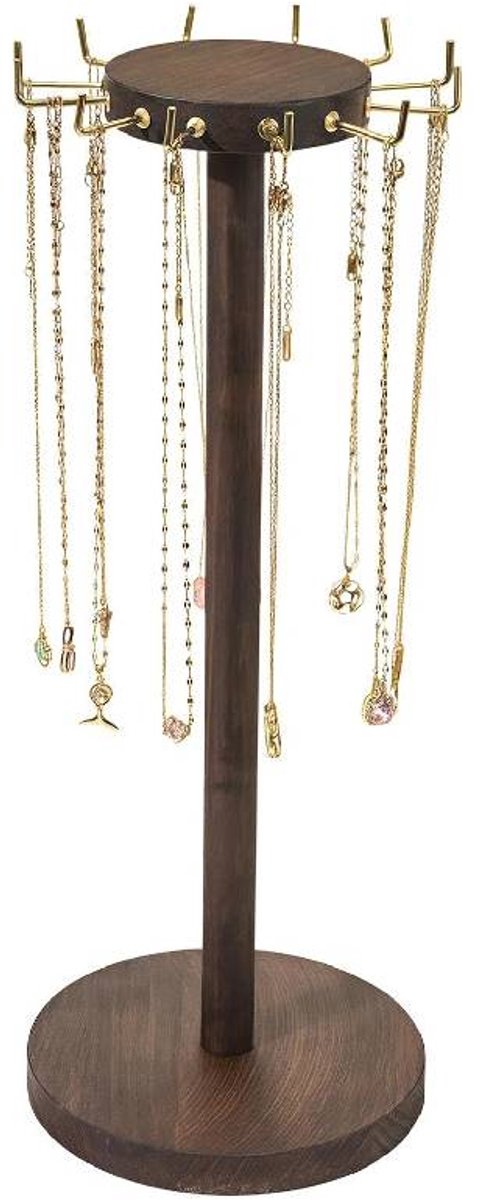 Universeel displayrek voor kettingen - Houten opbergrek in Chinese stijl voor kettingen en borstels | Vintage sieradenrek - Geschikt voor kettingen, handwerk, tafels, bureaus en kaptafels.