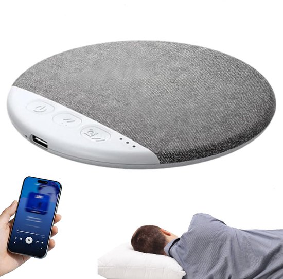 Bluetooth Kussenluidspreker Ultra Dun 40mm Driver Stereo Bas Witte Ruis Draadloos Slaapgeluid Grijs