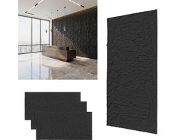 3D Steenstrips Wandpanelen PU – Natuursteen Look Gevelbekleding 120x60 cm – Lichtgewicht Wandpaneel Binnen & Buiten – Realistische Steenlook Muurdecoratie – Diep Zwart – 3 Stuks