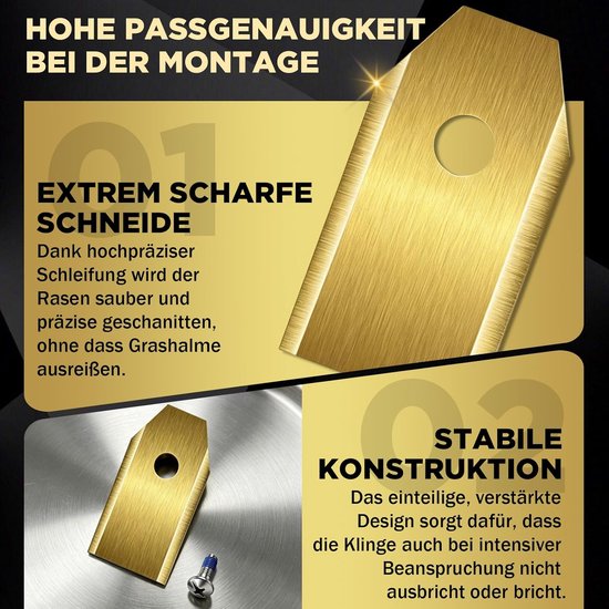 36 stuks vervangende messen - RVS messen - geschikt voor Segway Navimow robotmaaiers zoals de i105E, i108E, H1500E-VF, H3000E-VF, X315E, X330E en Gardena Sileno Minimom, Husqvarna en andere accessoires voor tuinmaaiers van Merkloos	 — afbeelding 2